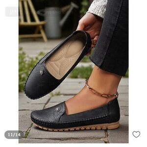 Black Womens Slip-On Moccasin Loafers